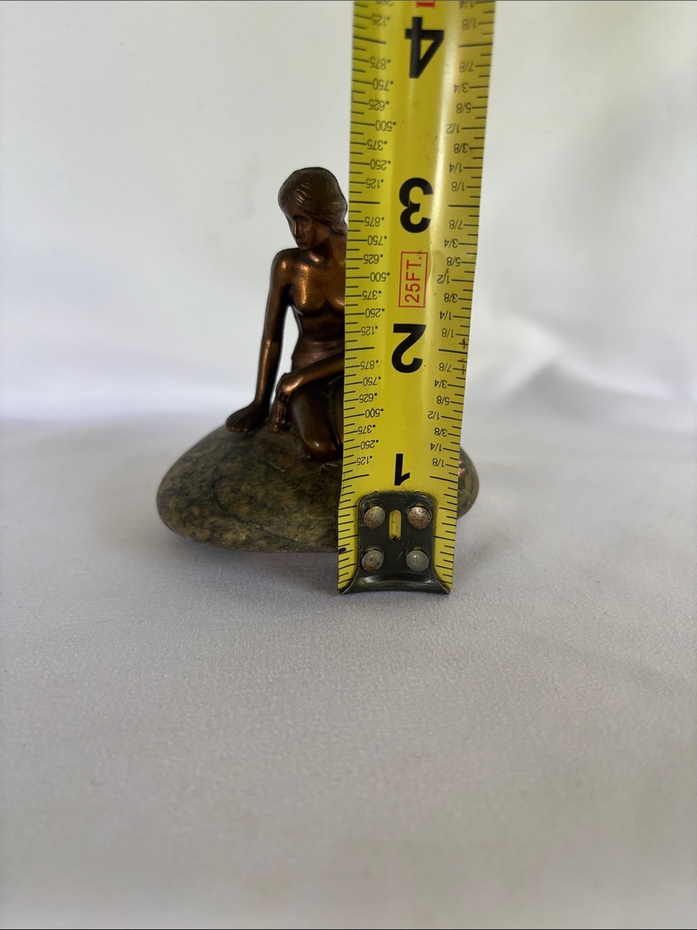 VINTAGE GENUINE BRONZE MERMAID FIGURINE SITTING ON STONE- KØBENHAVN- COPENHAGEN - Picture 8 of 11